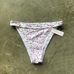 NWT Somerfield Swim Bikini Bottom Womens Medium White Floral Swimsuit High Waist